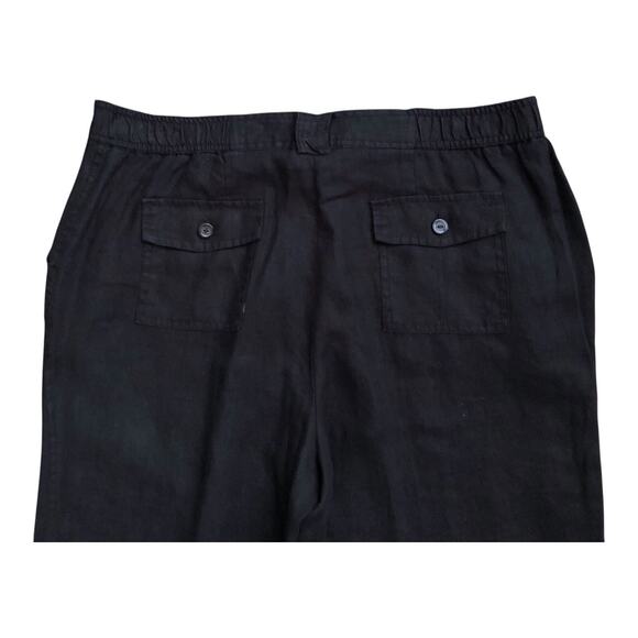 JM COLLECTION Womens Size 14 Black 100% Linen Drawstring Pants 30" Inseam - Picture 4 of 5